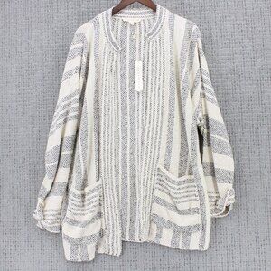 Lovestich Cardigan Womens Size M/L Beige Striped Knit Open Front Long Sleeve NWt